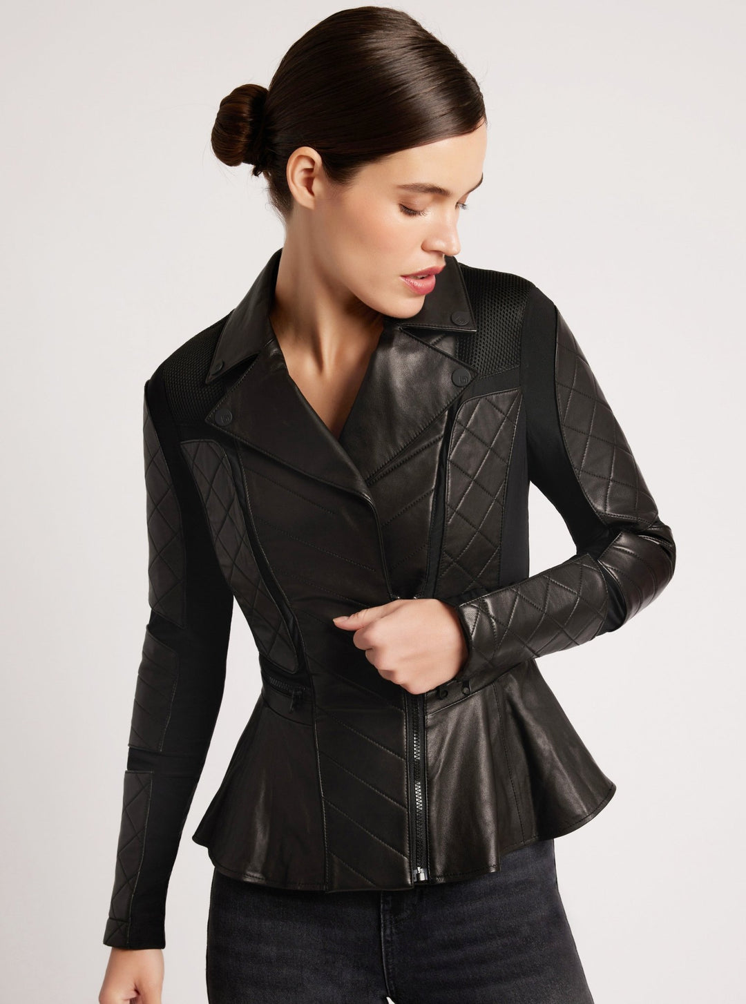 Moto Mesh Peplum Jacket - Blanc Noir Online Store