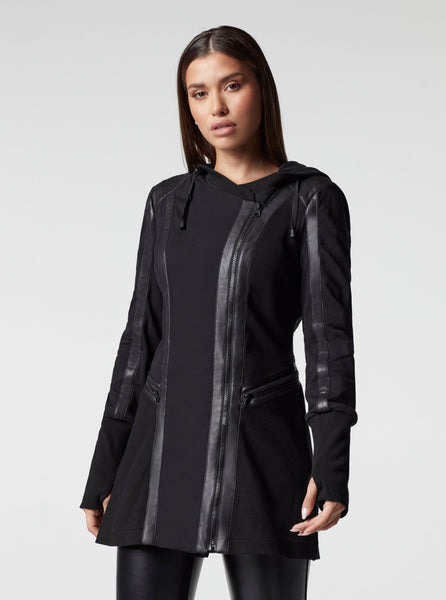 Blanc Noir Update Traveler Black purchases Leather Trim Jacket