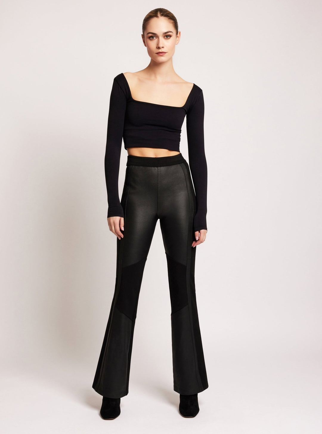 Ponte Leather Bootcut - Blanc Noir Online Store