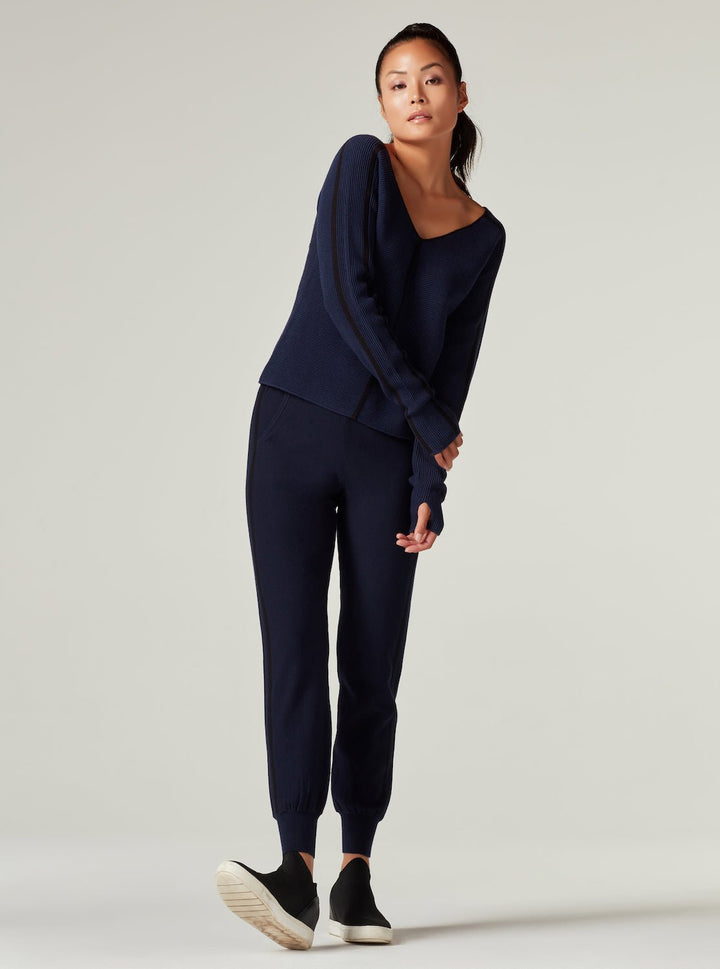 Portola V Neck Sweater - Dress Blues - Blanc Noir Online Store