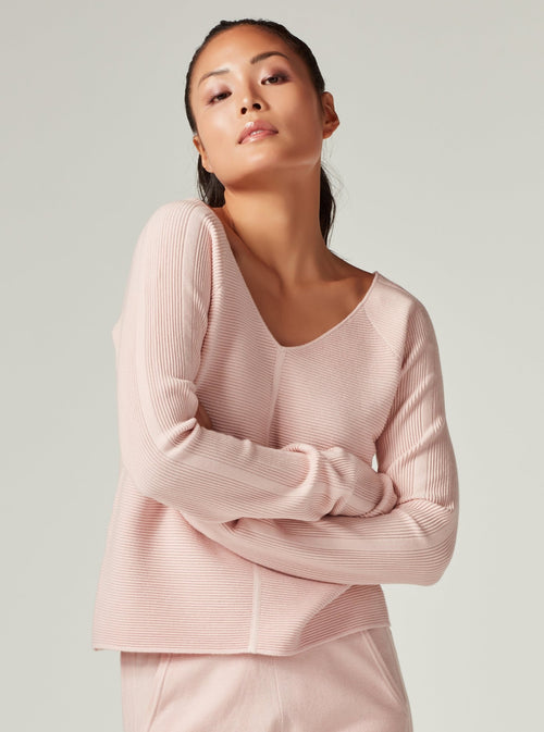 Portola V Neck Sweater - Peach Whip - Blanc Noir Online Store