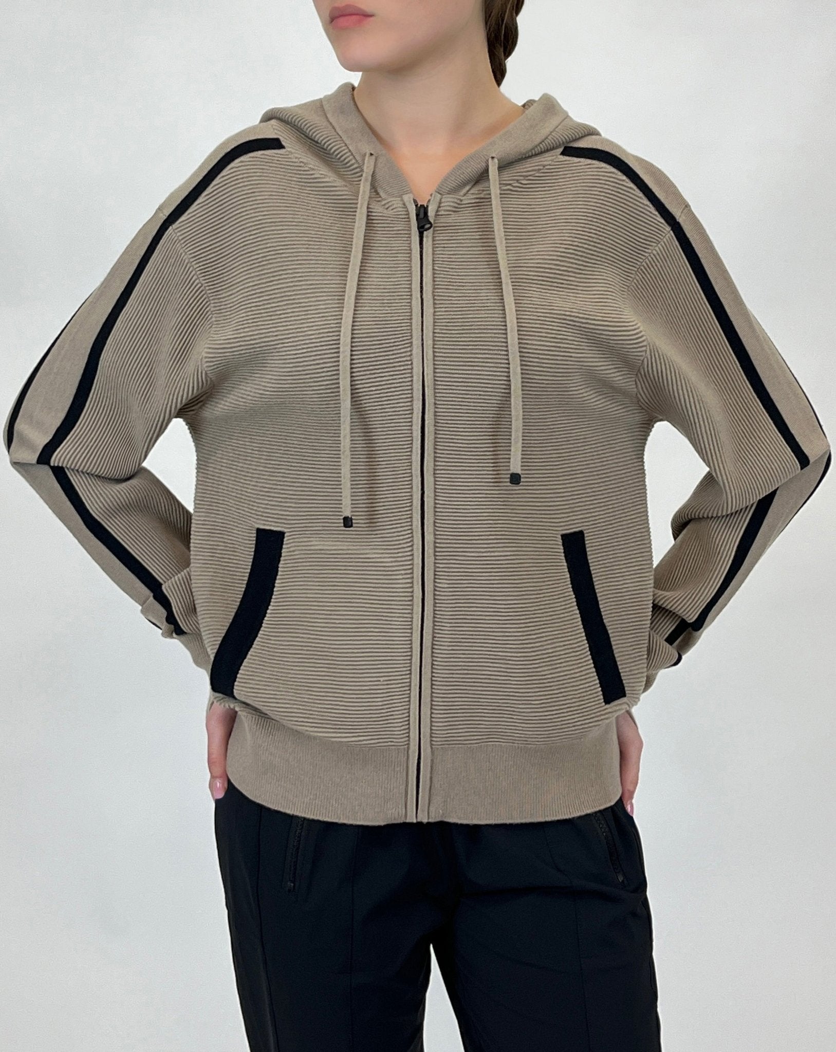 Sold Blanc Noir Long Hooded Zip Up Sweatshirt Jacket Black Medium