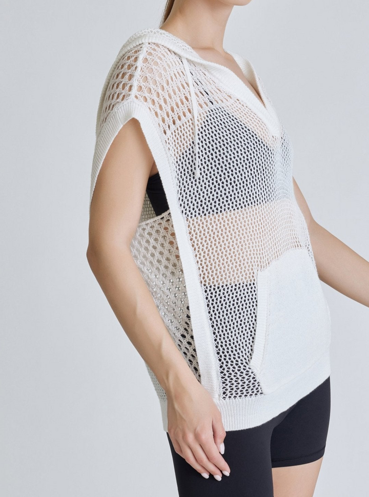 White Crochet Pullover Sleepless Hoodie - FINAL SALE - Blanc Noir Online Store