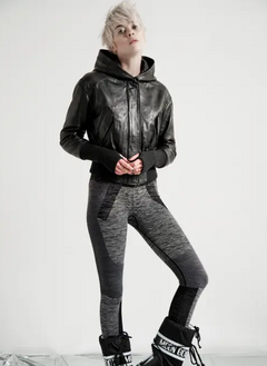 Romeo Sleek Vegan Leather Hooded Moto Black