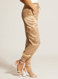 SILK JOGGER GOLD TRIMS - Blanc Noir Online Store