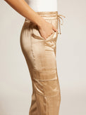 SILK WIDE LEG PANT GOLD TRIMS - Blanc Noir Online Store