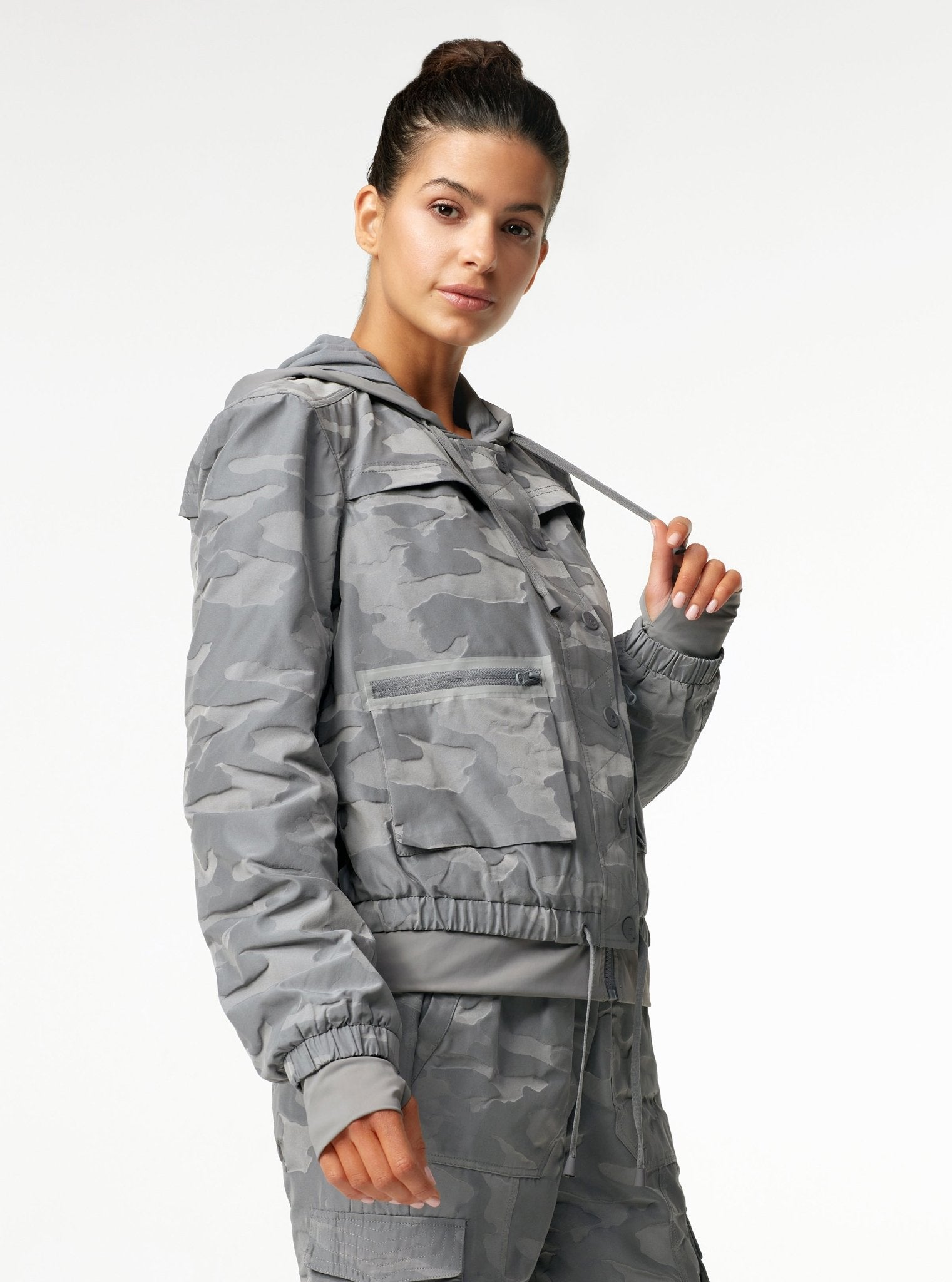 BLANC NOIR Hayden Lurex Camo Bomber store Jacket