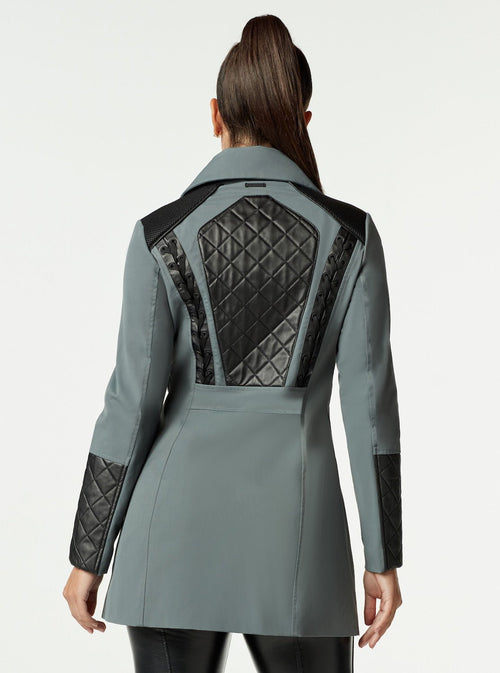 SOCIALITE QUILTED-BACK ZIP FRONT TRENCH - Blanc Noir Online Store