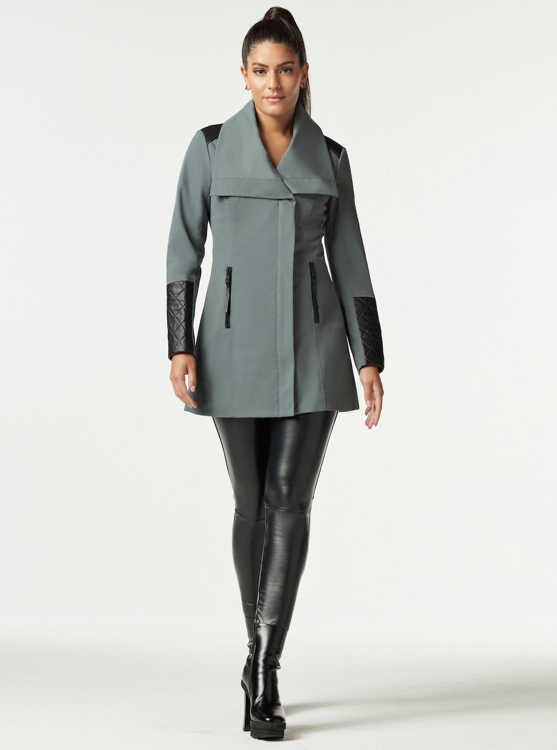 SOCIALITE QUILTED-BACK ZIP FRONT TRENCH - Blanc Noir Online Store