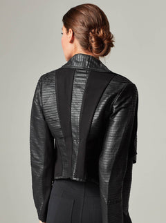 Strip Leather Drape Front - Blanc Noir Online Store