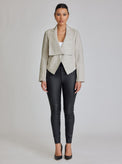 Strip Leather Drape Front - Blanc Noir Online Store