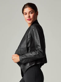 Strip Leather Drape Front - Blanc Noir Online Store