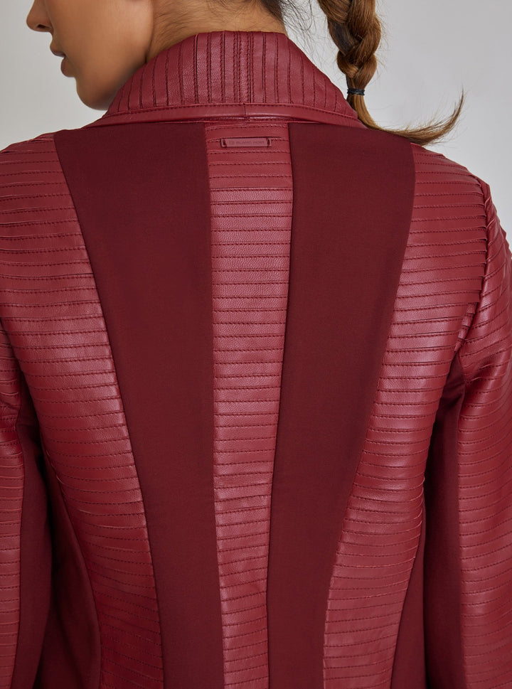 Strip Leather Drape Front - Blanc Noir Online Store