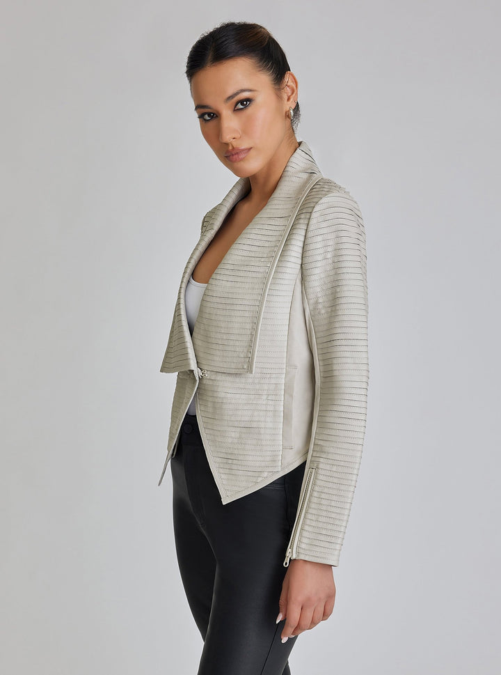 Strip Leather Drape Front - Blanc Noir Online Store