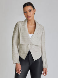 Strip Leather Drape Front - Blanc Noir Online Store