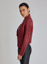 Strip Leather Drape Front - Blanc Noir Online Store