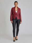 Strip Leather Drape Front - Blanc Noir Online Store