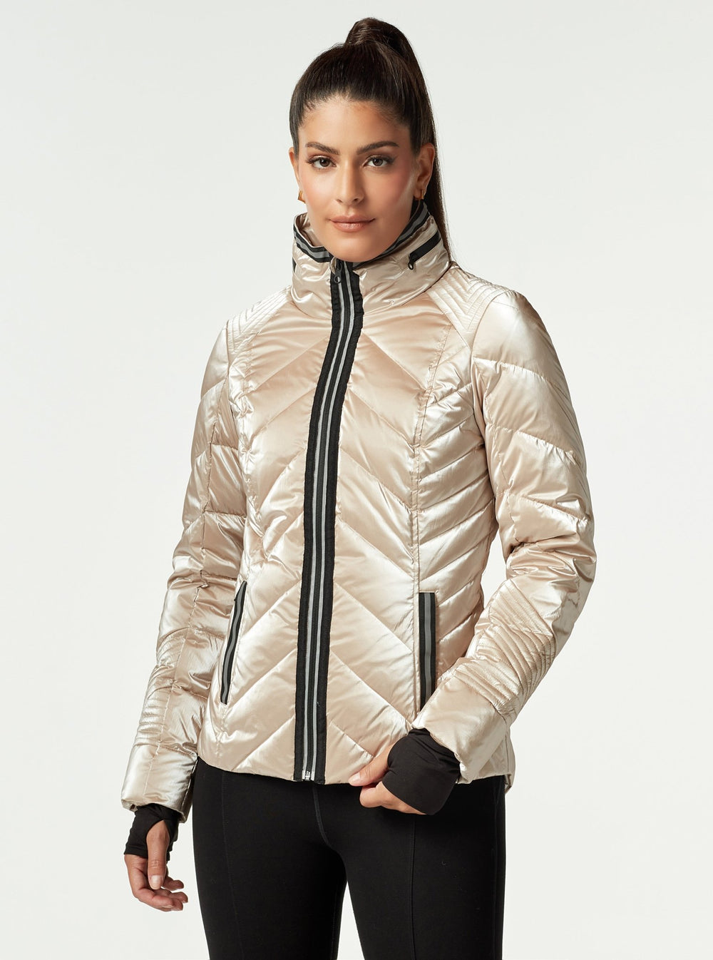 Super Hero Puffer Down Filled Jacket with Reflective Trim - Blanc Noir Online Store