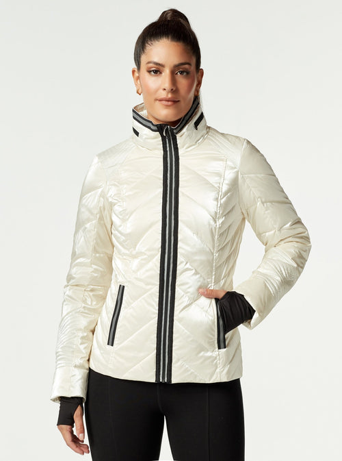 Super Hero Puffer Down Filled Jacket With Reflective Trim - Blanc Noir Online Store