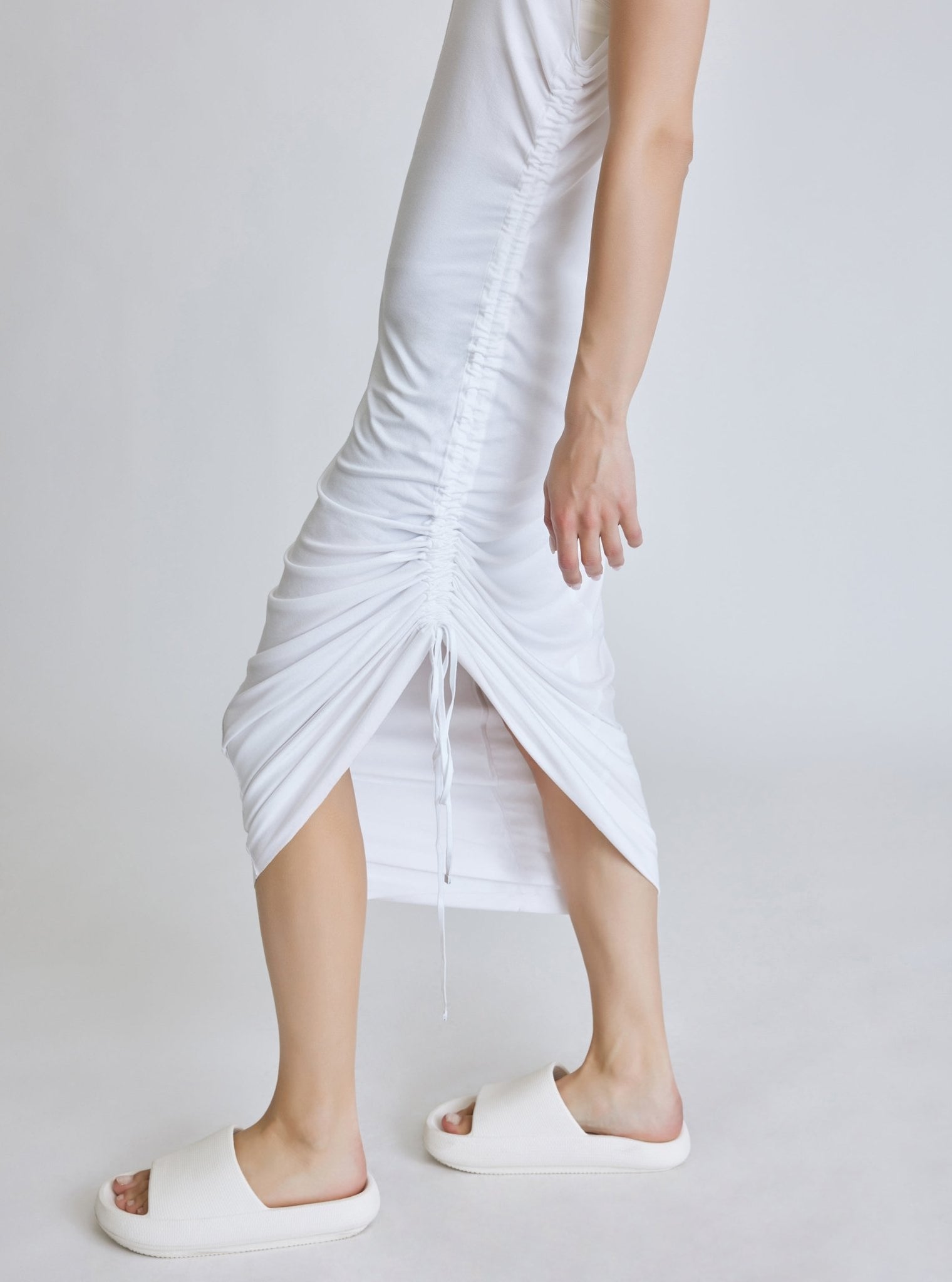 TAO SIDE RUCHED DRESS - Blanc Noir Online Store