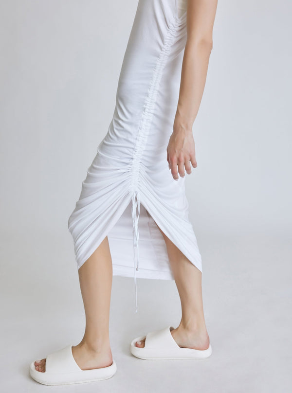 TAO SIDE RUCHED DRESS - Blanc Noir Online Store