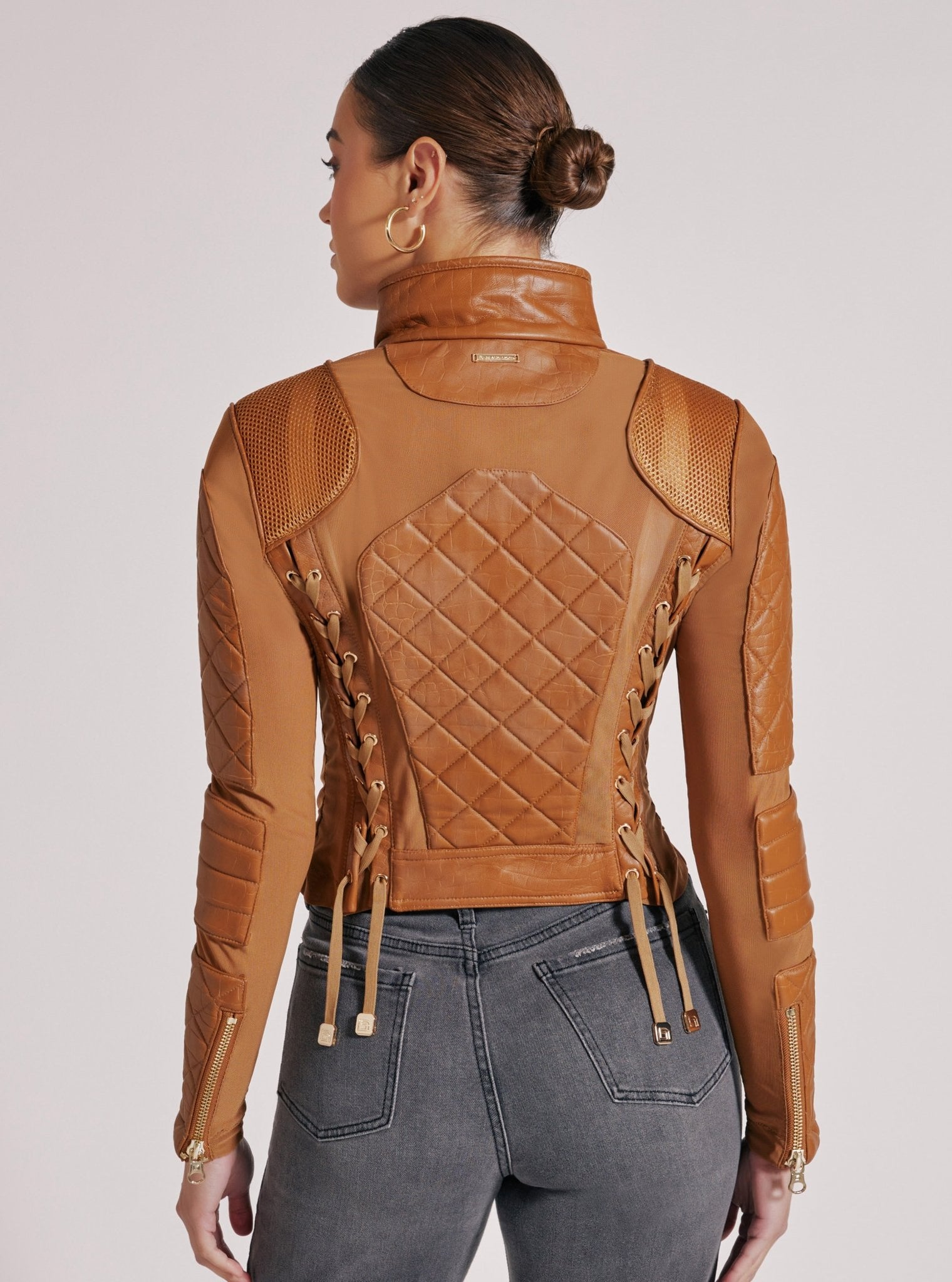 Textured Mesh Moto Jacket - Blanc Noir Online Store