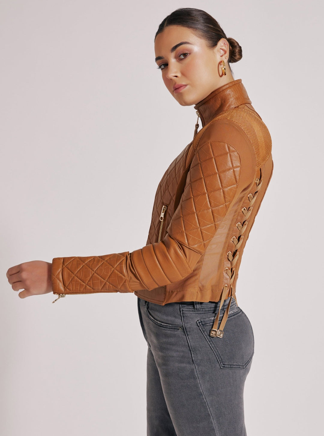 Textured Mesh Moto Jacket - Blanc Noir Online Store