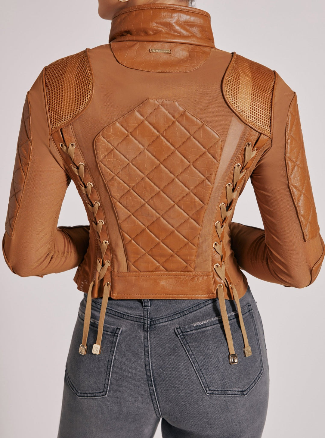 Textured Mesh Moto Jacket - Blanc Noir Online Store