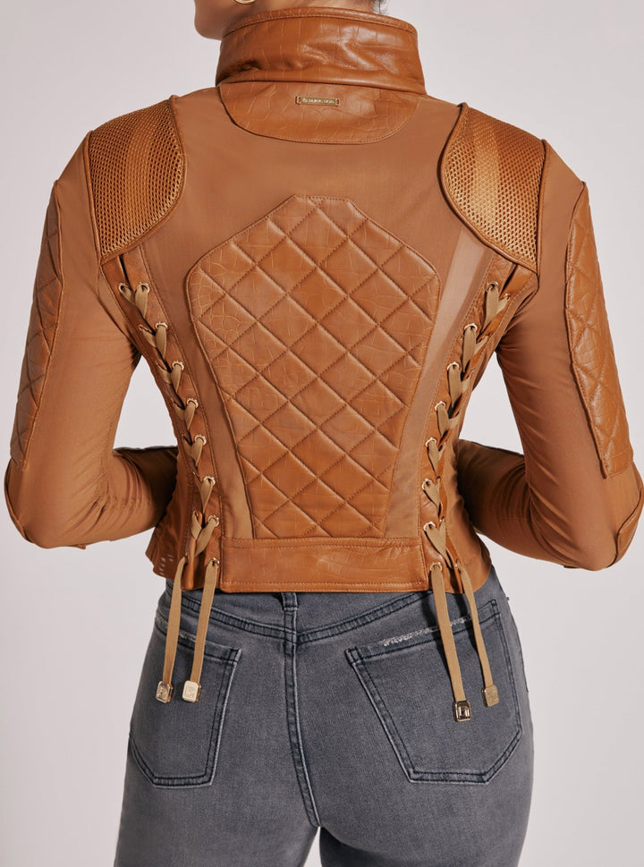Textured Mesh Moto Jacket - Blanc Noir Online Store