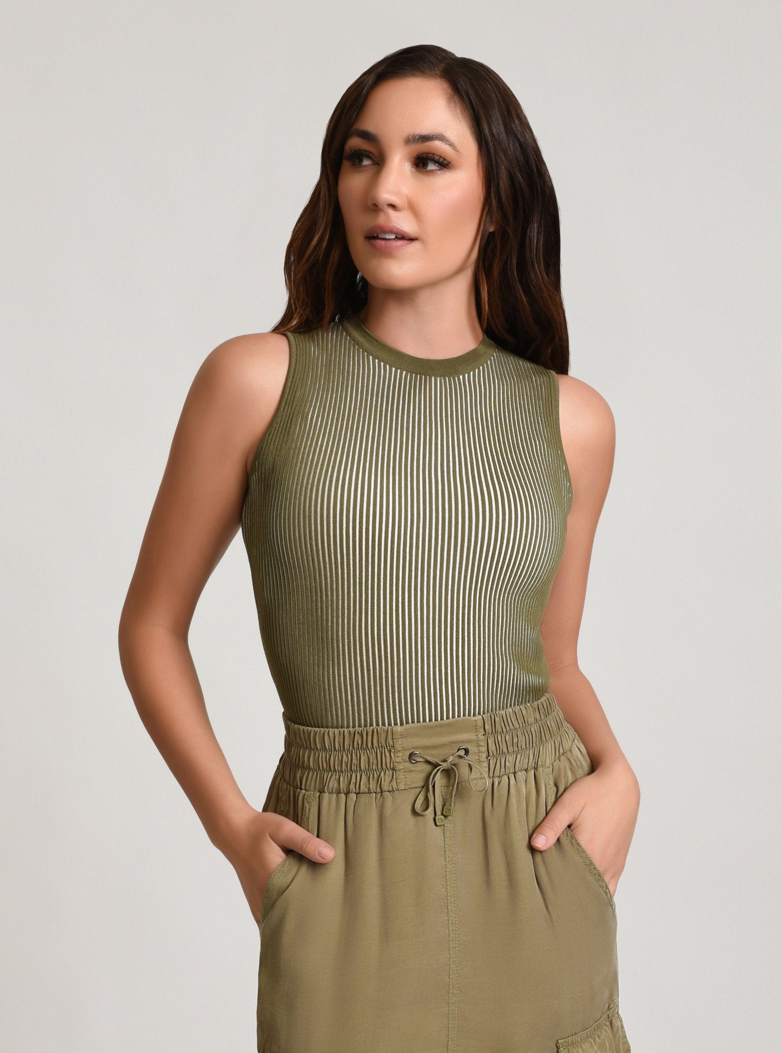 Two Tone Rib Tank - Blanc Noir Online Store