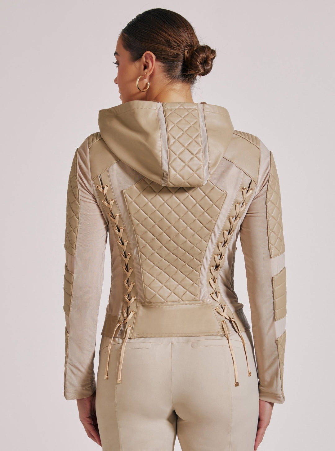 VOYAGE HOODED MOTO WITH GOLD TRIMS - Blanc Noir Online Store