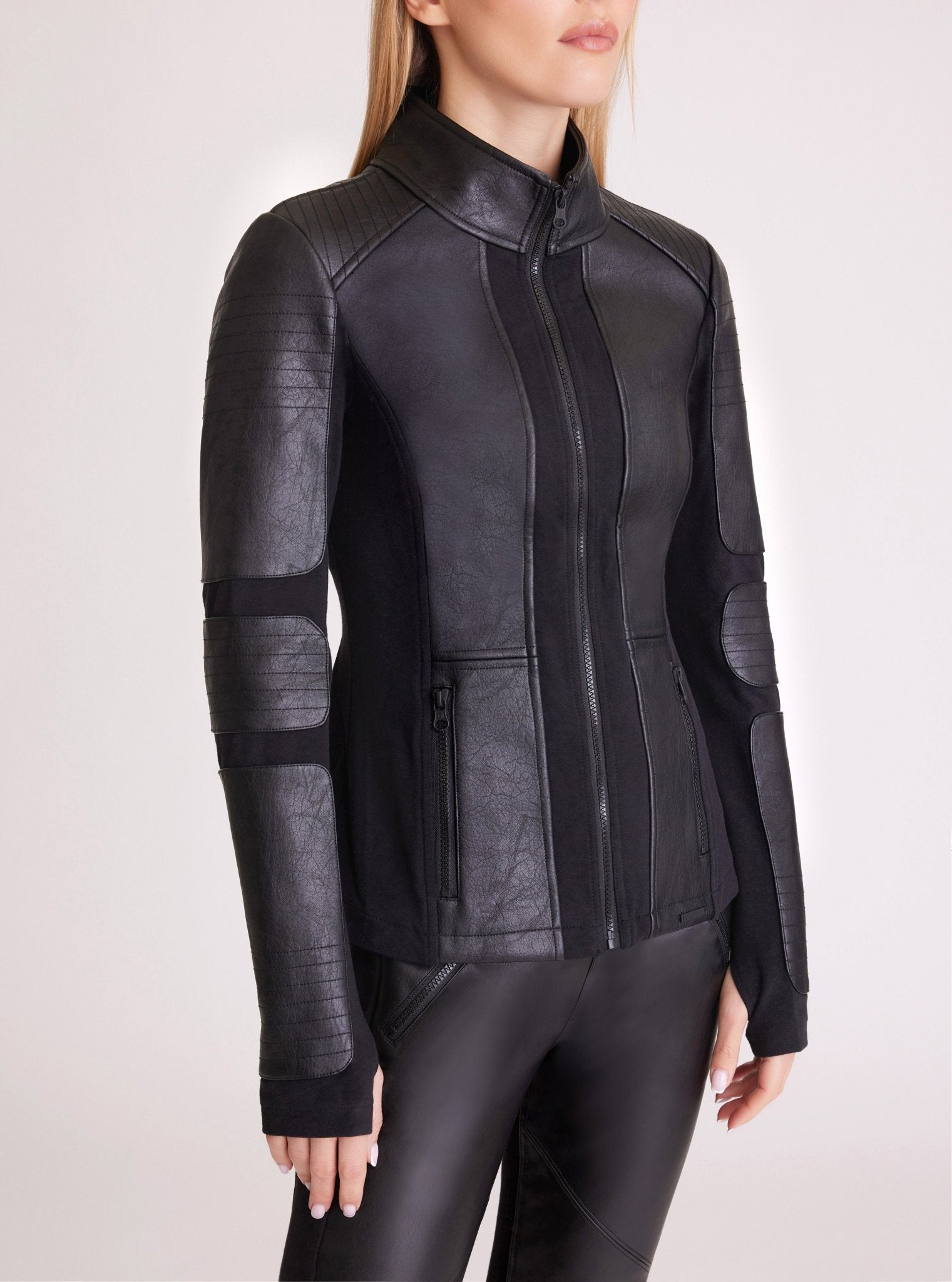 たろー　レディース　BLK M First Love Leather Jacket - Black Crocodile – Tall Size